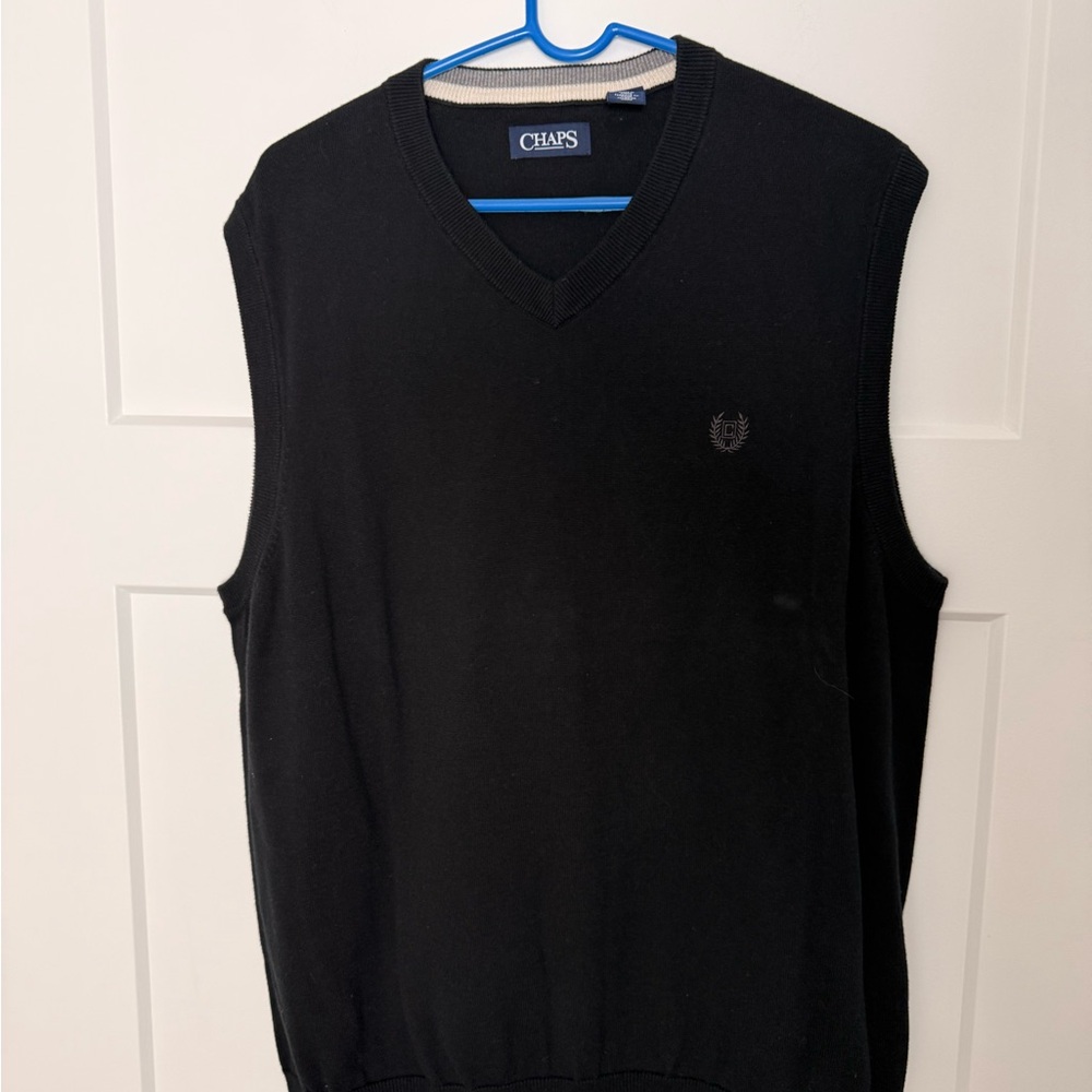 Chaps Men's V-Neck Black Sweater Vest